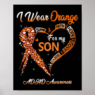 Póster Uso Naranja Para Mi Hijo Adhd Awareness Ribbon