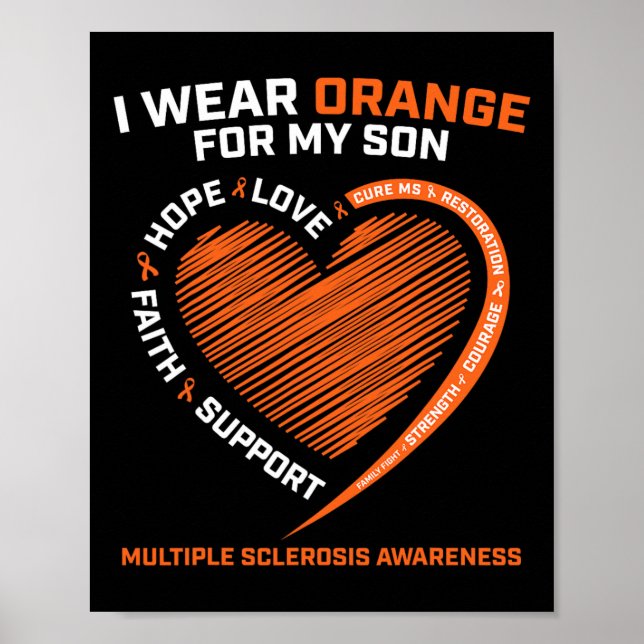 Póster Uso Naranja Para Mi Hijo Con Esclerosis Múltiple A (Frente)