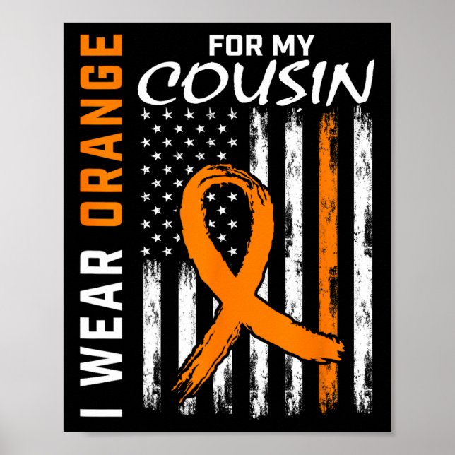 Póster Uso Naranja Para Mi Primo Leukemia Awareness Fla (Frente)