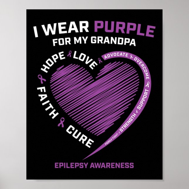 Póster Uso Púrpura Para Mi Abuelo Epilepsy Awareness Ki (Frente)