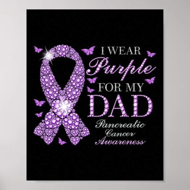 Póster Uso Púrpura Para Mi Papá Awarene De Cáncer Pancreá (Frente)