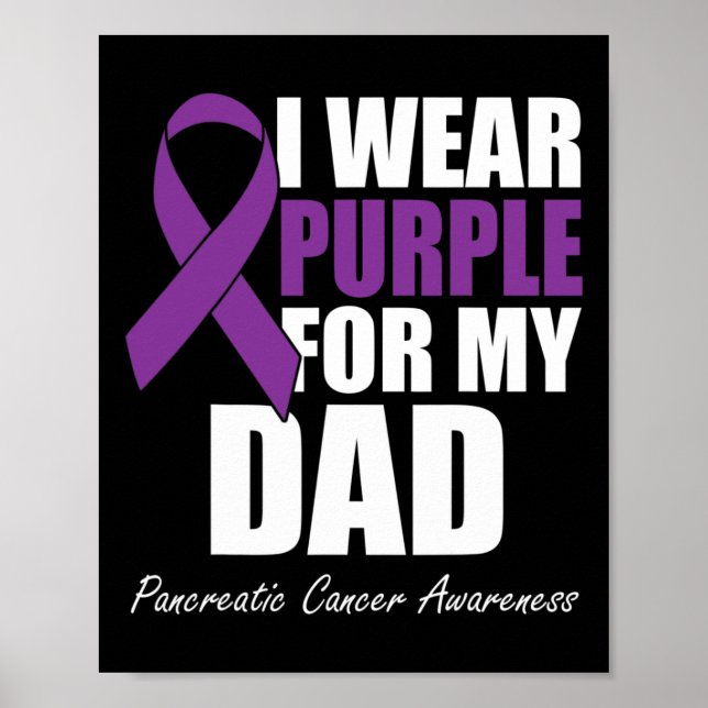 Póster Uso Púrpura Para Mi Papá Awarene De Cáncer Pancreá (Frente)