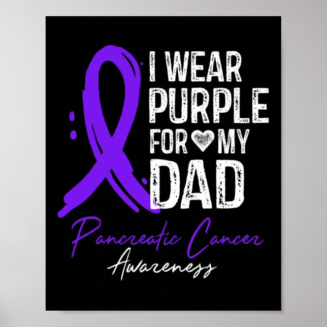 Póster Uso Púrpura Para Mi Papá Camisa Cáncer Pancreático (Frente)