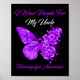 Póster Uso Púrpura Para Mi Tío Fibromialgia Guerrero 1