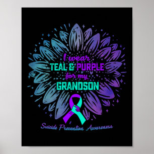 Póster Uso Púrpura Verde azulado Para Prevenir El Suicidi