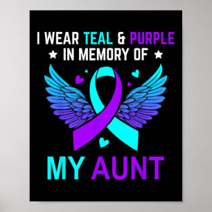 Póster Uso Verde azulado Y Morado En Memoria De Mi Tía Su