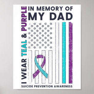 Póster Uso Verde azulado Y Morado En Memoria Del Suicidio