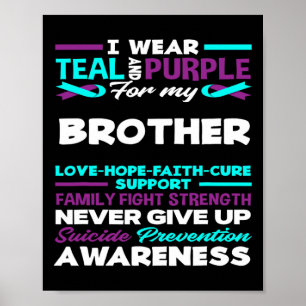 Póster Uso Verde azulado Y Morado Para Mi Hermano Suicidi