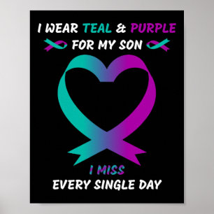 Póster Uso Verde azulado Y Morado Para Mi Hijo, Extraño T