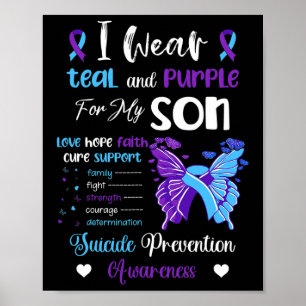 Póster Uso Verde azulado Y Morado Para Mi Hijo Suicidio P