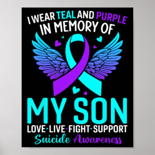 Póster Uso Verde azulado Y Morado Para Mi Hijo Suicidio P