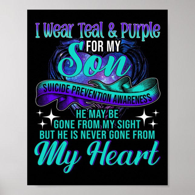 Póster Uso Verde azulado Y Morado Para Mi Hijo Suicidio P (Frente)