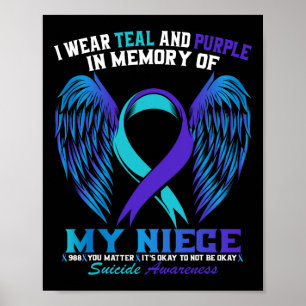 Póster Uso Verde azulado Y Morado Para Mi Niece Suicida A
