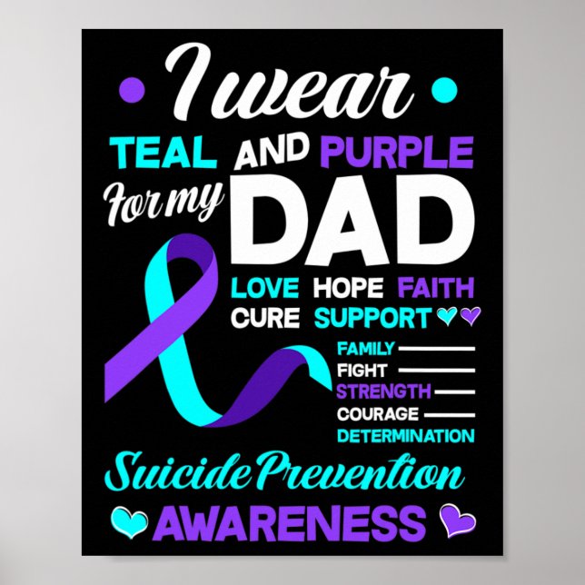 Póster Uso Verde azulado Y Morado Para Mi Papá Suicida Pr (Frente)