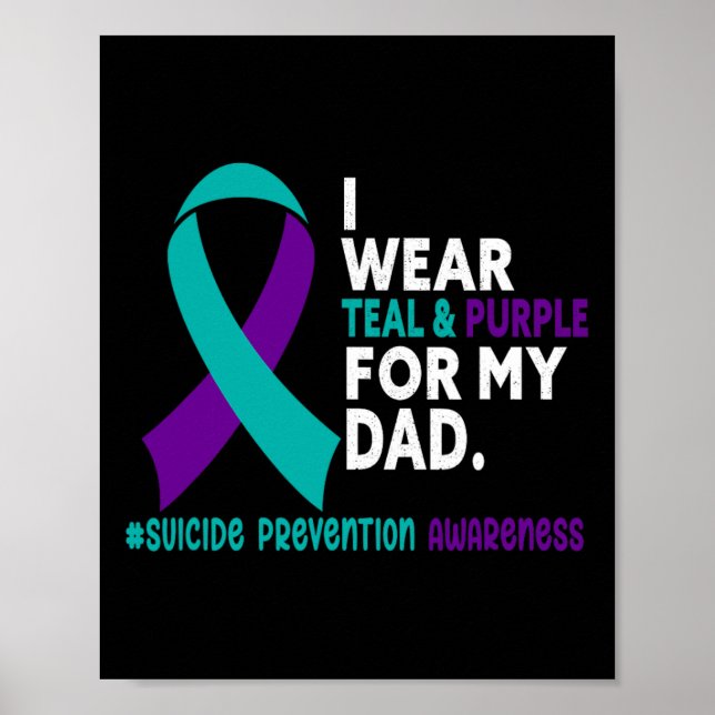 Póster Uso Verde azulado Y Morado Para Mi Papá Suicida Pr (Frente)