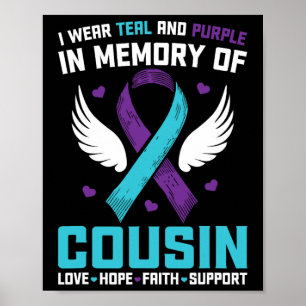 Póster Uso Verde azulado Y Morado Para Mi Primo Conscient