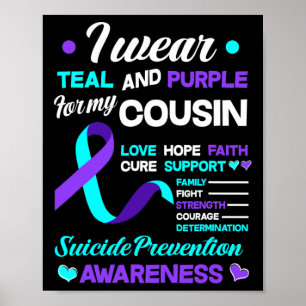 Póster Uso Verde azulado Y Morado Para Mi Primo Suicidio 