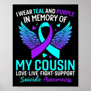 Póster Uso Verde azulado Y Morado Para Mi Primo Suicidio