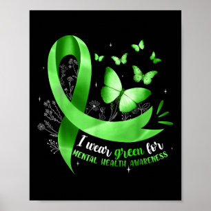 Póster Uso Verde Para Concienciación Mental De Salud Ment