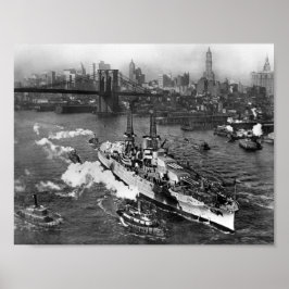 Póster USS Arizona en el río Este - NYC - 1916