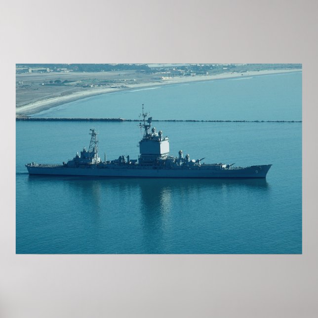 Póster USS Long Beach", CGN-9, crucero con energía nuclea (Frente)