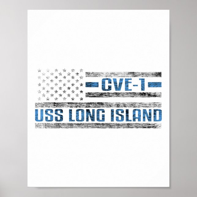 Póster Uss Long Island Wwii Aeronave Carrier Cve-1 US Arm (Frente)