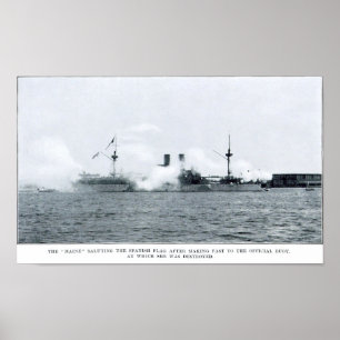 Póster USS Maine en el puerto de La Habana