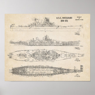 Póster USS Missouri Blueprint