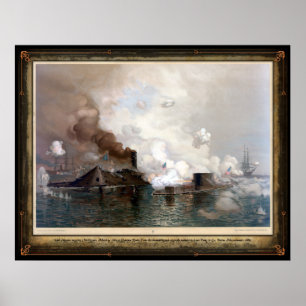 Póster USS Monitor que dedica el CSS Virginia - 1862