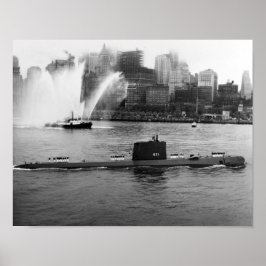 Póster USS Nautilus anclado en el puerto de Nueva York - 