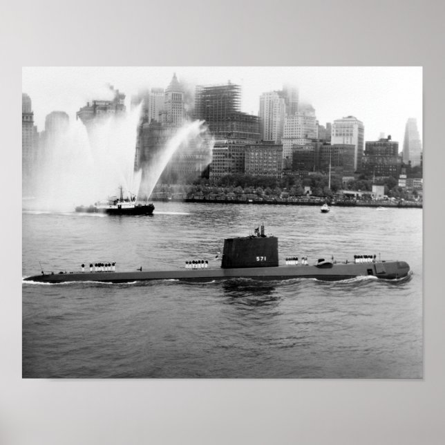 Póster USS Nautilus anclado en el puerto de Nueva York -  (Frente)
