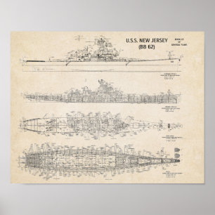 Póster USS NEW JERSEY Blueprint