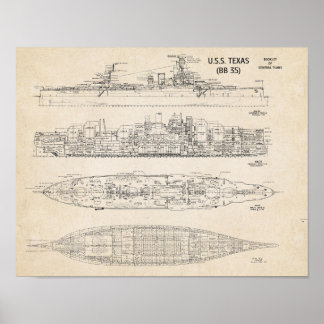 Póster USS TEXAS Blueprint