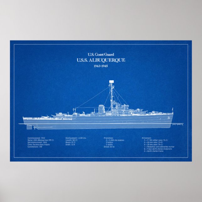 Póster USS USS Albuquerque PF-7 - ABD (Frente)