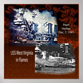 Póster USS West Virgina, Pearl Harbor 1941 Pequeño