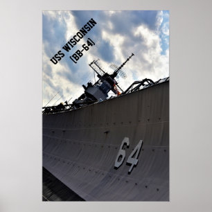 Póster USS Wisconsin (BB-64) ~ Batallero militar estadoun
