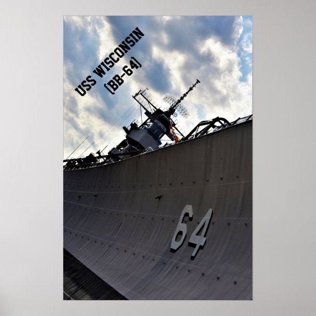 Póster USS Wisconsin (BB-64) ~ Batallero militar estadoun (Frente)