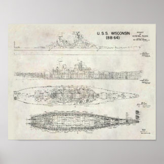 Póster USS Wisconsin Blueprint