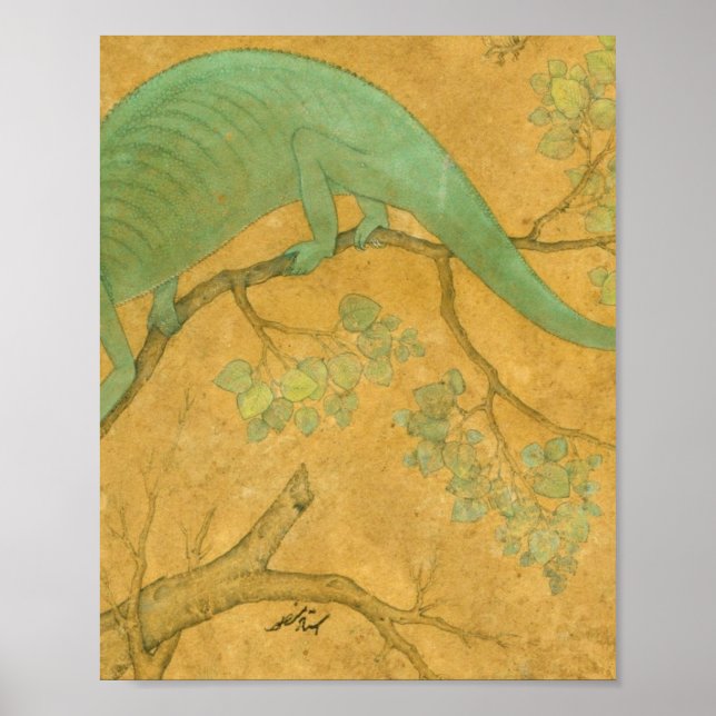 Póster Ustad Mansur - Chameleon En Un Árbol (Frente)