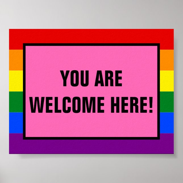 Póster Usted es bienvenido aquí El Orgullo Arcoiris De Lo (Frente)