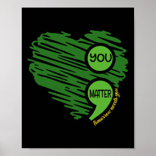 Póster Usted Importa Semicolon Heart Retro Salud Mental A