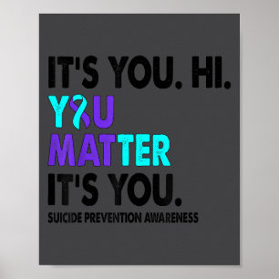 Póster Usted Prevención del Suicidio Conciencia Verde azu