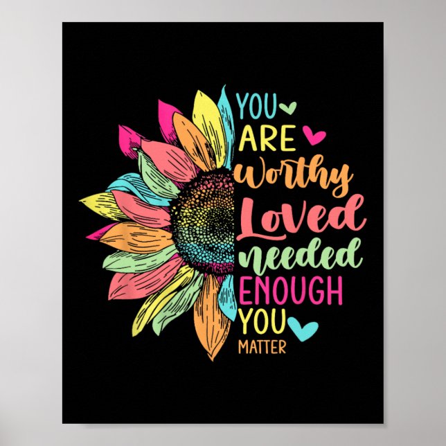 Póster Usted Problema Ser Amable Flor Autocuidado Salud M (Frente)