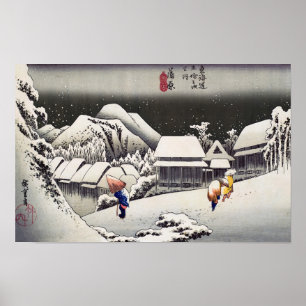 Póster Utagawa Hiroshige - Nieve al atardecer en Kanbara