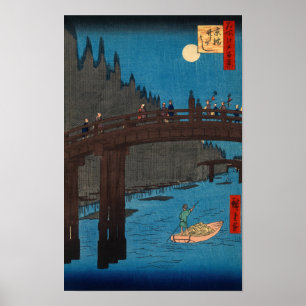 Póster Utagawa Hiroshige - Puente de Kyoto a la luz de la