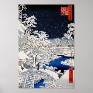 Póster Utagawa Hiroshige - Puente del Tambor en Meguro