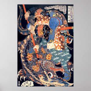 Póster Utagawa Kuniyoshi Miyamoto Matando a Nue Ukiyo-e