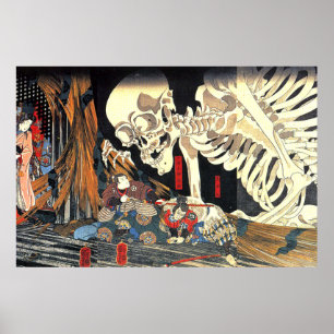 Póster Utagawa Kuniyoshi Takiyasha La Bruja Y El Esquelet