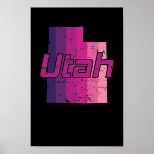 Póster Utah Bundesstaat Umriss Karte USA Amerika