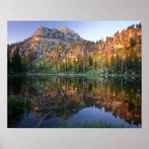 Póster UTAH. EE. UU. Mt. Magog reflejado en White Pine